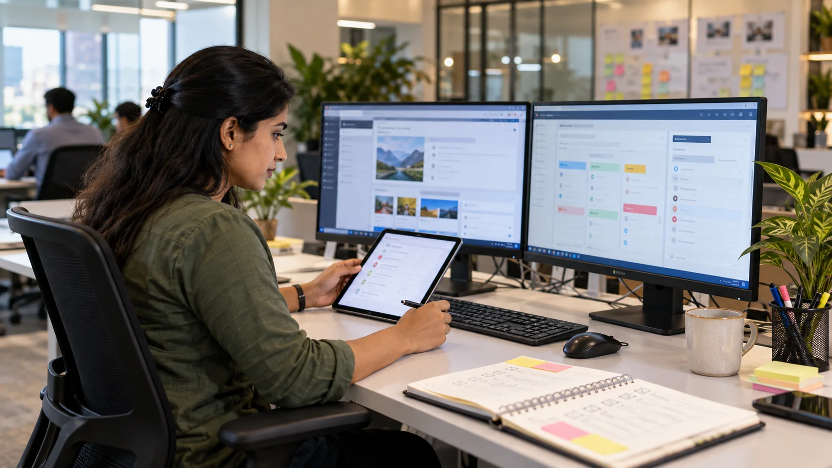 Quality assurance engineer testing business software across devices