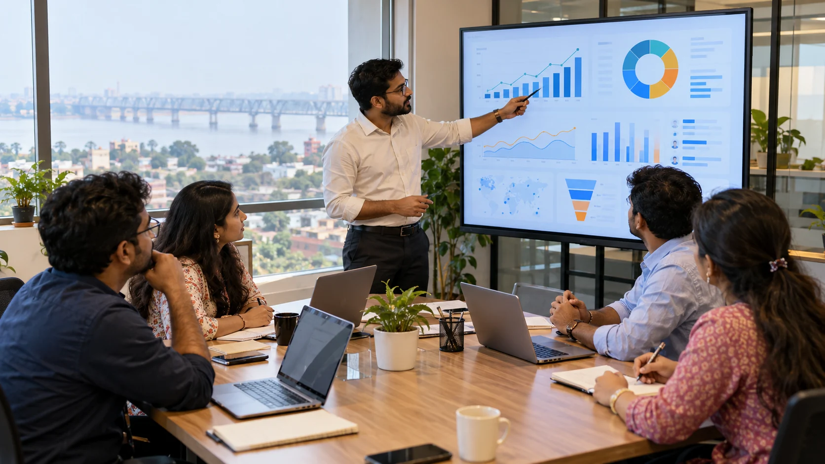 Marketing performance dashboard with campaign notes and conversion measures