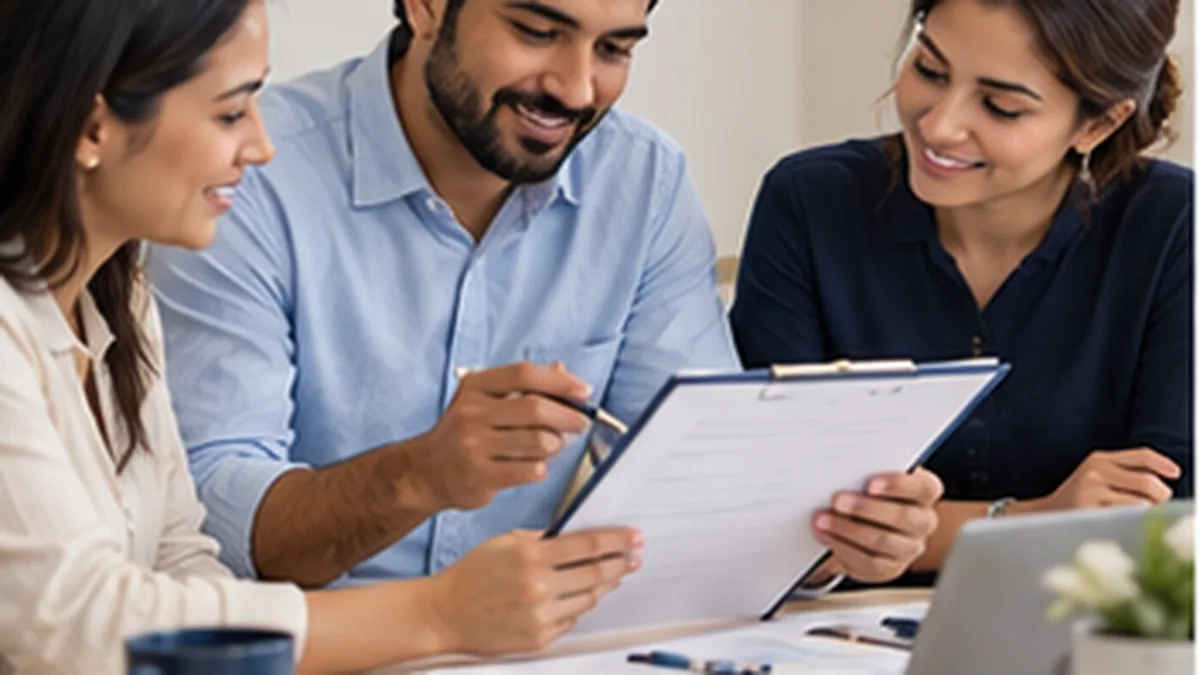 A small business team reviewing a website development estimate and scope checklist