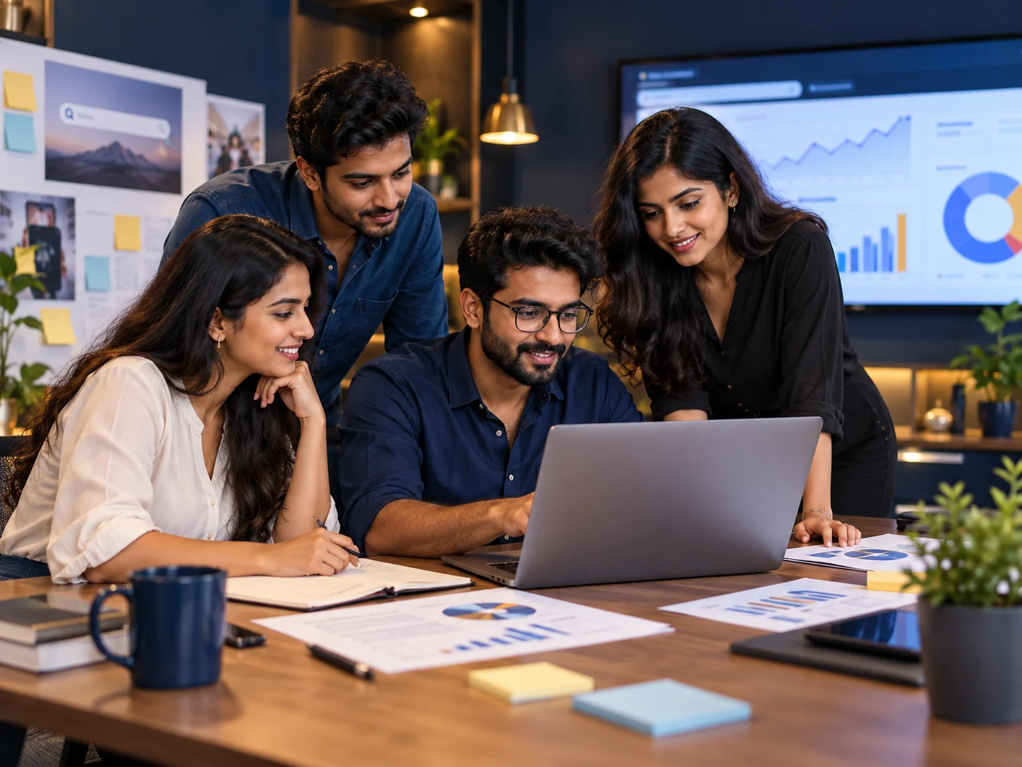 Paid search manager reviewing a campaign plan and measurable conversion goals