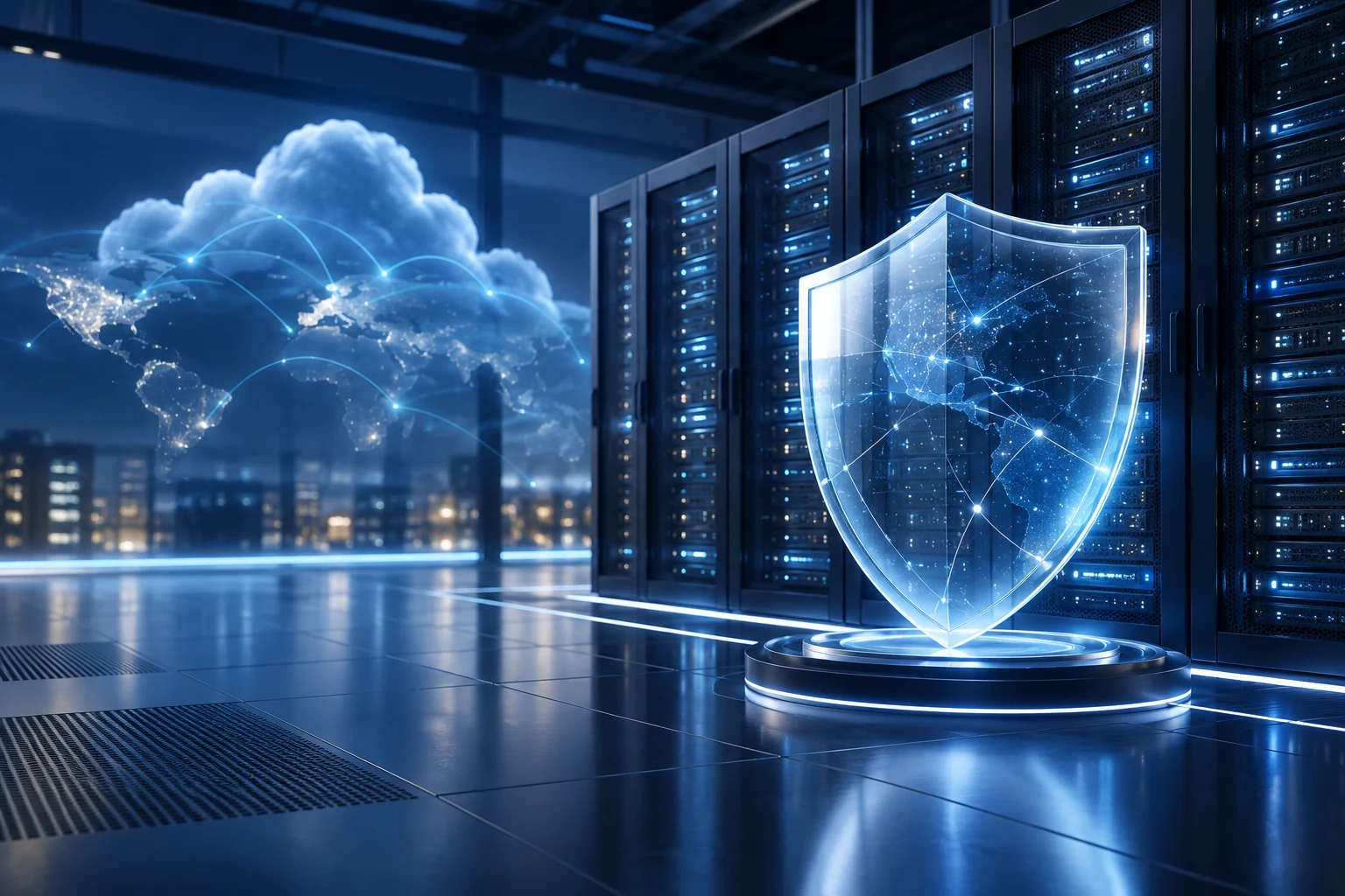 Secure server infrastructure representing thoughtful web security and scalable hosting