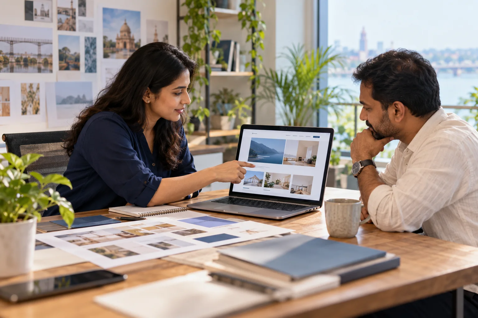 Content manager updating a business website using a WordPress-style publishing dashboard